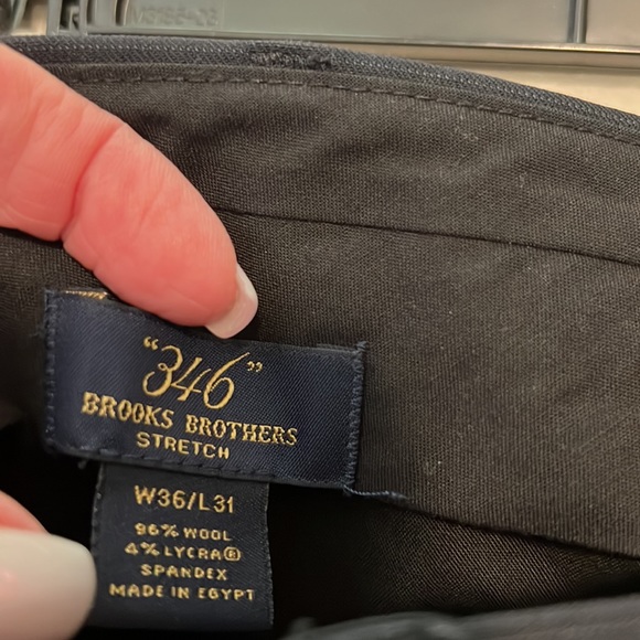 Men’s navy pin striped suit. Jacket is 43R and pants are a 36W, 31L. - Picture 10 of 12